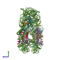 PDB entry 3w98 coloured by chain, side view.