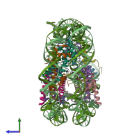 PDB entry 3w99 coloured by chain, side view.