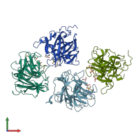 PDB entry 3w9a coloured by chain, front view.