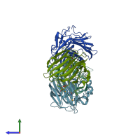 PDB entry 3w9a coloured by chain, side view.