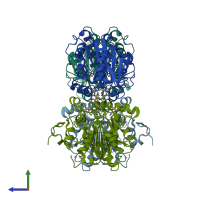 PDB entry 3w9b coloured by chain, side view.