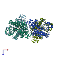PDB entry 3w9b coloured by chain, top view.