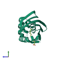 PDB entry 3w9k coloured by chain, side view.