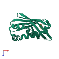 PDB entry 3w9k coloured by chain, top view.