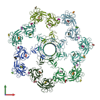 PDB entry 3w9t coloured by chain, front view.