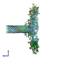 PDB entry 3w9t coloured by chain, side view.