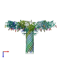 PDB entry 3w9t coloured by chain, top view.