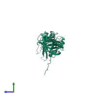 PDB entry 3wa1 coloured by chain, side view.