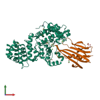 PDB entry 3wa5 coloured by chain, front view.