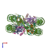 PDB entry 3wa9 coloured by chain, top view.