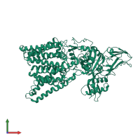 PDB entry 3wak coloured by chain, front view.