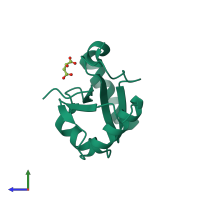 PDB entry 3wal coloured by chain, side view.