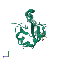 PDB entry 3wam coloured by chain, side view.