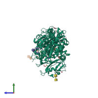 PDB entry 3wav coloured by chain, side view.