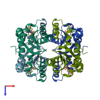 PDB entry 3wb0 coloured by chain, top view.