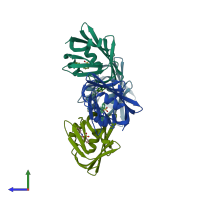 PDB entry 3wbg coloured by chain, side view.