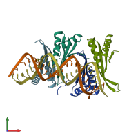PDB entry 3wbm coloured by chain, front view.