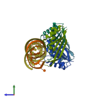 PDB entry 3wbm coloured by chain, side view.