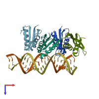 PDB entry 3wbm coloured by chain, top view.
