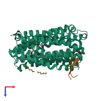 PDB entry 3wbn coloured by chain, top view.
