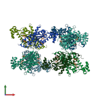 PDB entry 3wbz coloured by chain, front view.