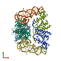 PDB entry 3wc1 coloured by chain, front view.