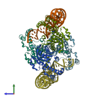 PDB entry 3wc2 coloured by chain, side view.