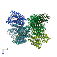 PDB entry 3wc9 coloured by chain, top view.