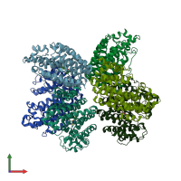 PDB entry 3wcd coloured by chain, front view.