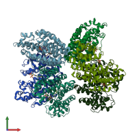 PDB entry 3wch coloured by chain, front view.