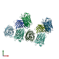 PDB entry 3wck coloured by chain, front view.