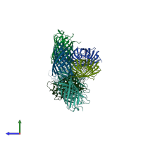 PDB entry 3wck coloured by chain, side view.