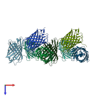 PDB entry 3wck coloured by chain, top view.