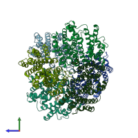 PDB entry 3wcl coloured by chain, side view.