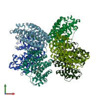 PDB entry 3wcm coloured by chain, front view.