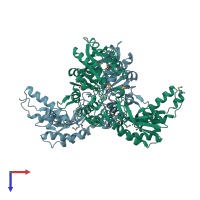 PDB entry 3wcn coloured by chain, top view.