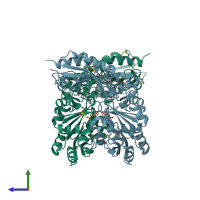 PDB entry 3wco coloured by chain, side view.