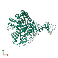 PDB entry 3wd1 coloured by chain, front view.