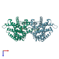 PDB entry 3wd9 coloured by chain, top view.