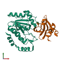 PDB entry 3wdg coloured by chain, front view.