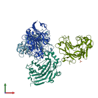 PDB entry 3wdt coloured by chain, front view.