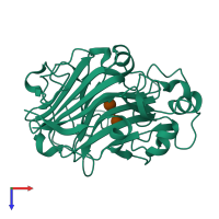 Monomeric assembly 3 of PDB entry 3wdu coloured by chemically distinct molecules, top view.