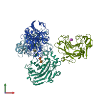 PDB entry 3wdu coloured by chain, front view.