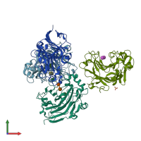 PDB entry 3wdv coloured by chain, front view.