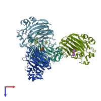 PDB entry 3wdv coloured by chain, top view.