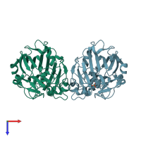 PDB entry 3wdw coloured by chain, top view.