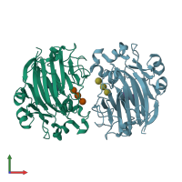 PDB entry 3wdx coloured by chain, front view.