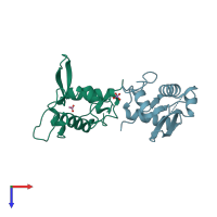 PDB entry 3we3 coloured by chain, top view.