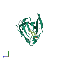 PDB entry 3web coloured by chain, side view.