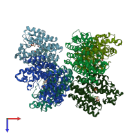 PDB entry 3wef coloured by chain, top view.